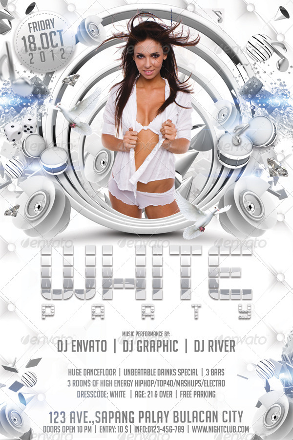 Free All White Party Flyer Template